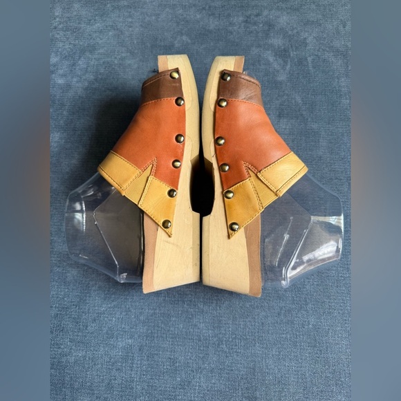 Earth Pine Tiga Platform Slip On Sandal Women’s SZ 6M Bat Brown Leather Neutral - Picture 8 of 13